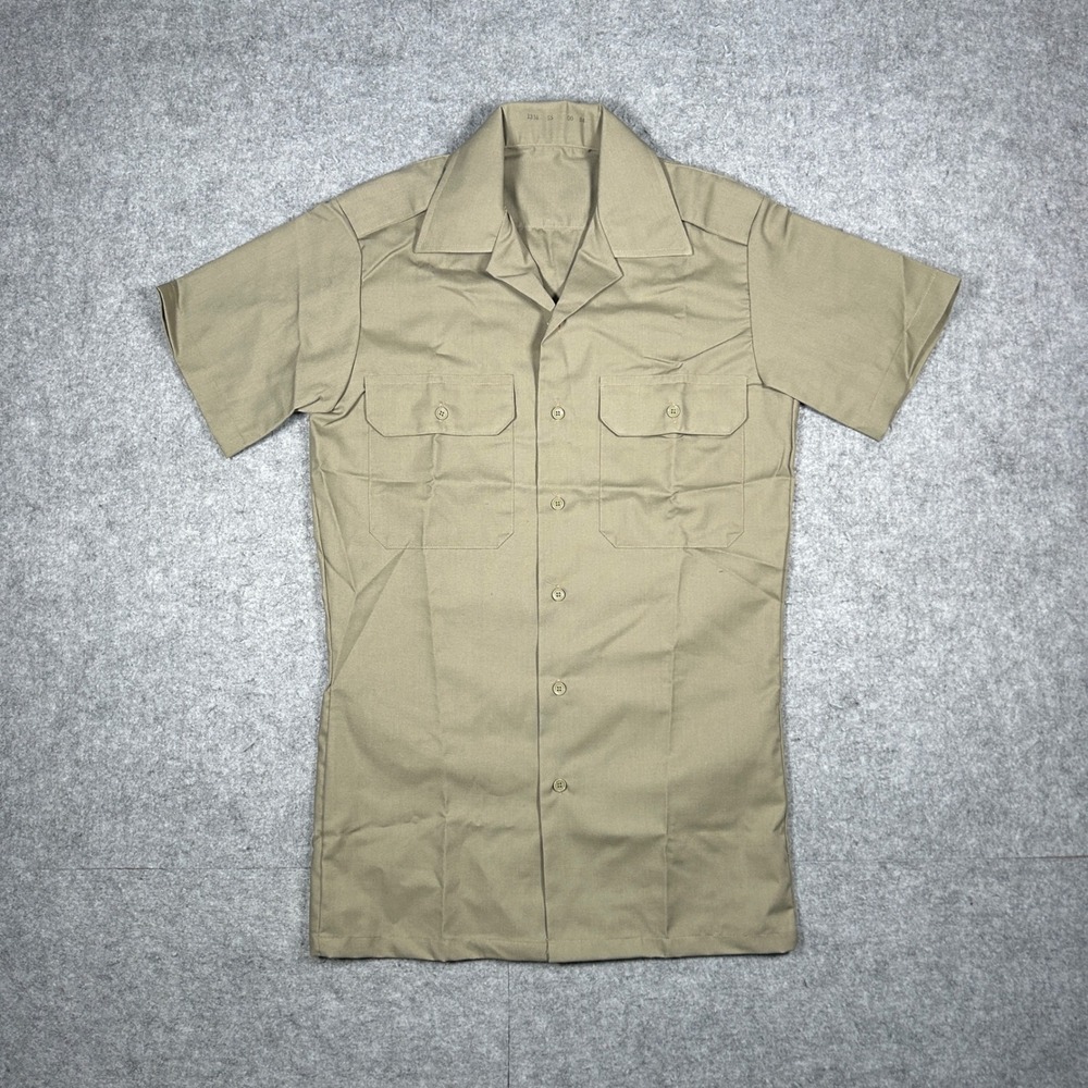 Vintage Perfection Shirt Men S/S 13.5 Tropical Tan Military Uniform Workwear 80s